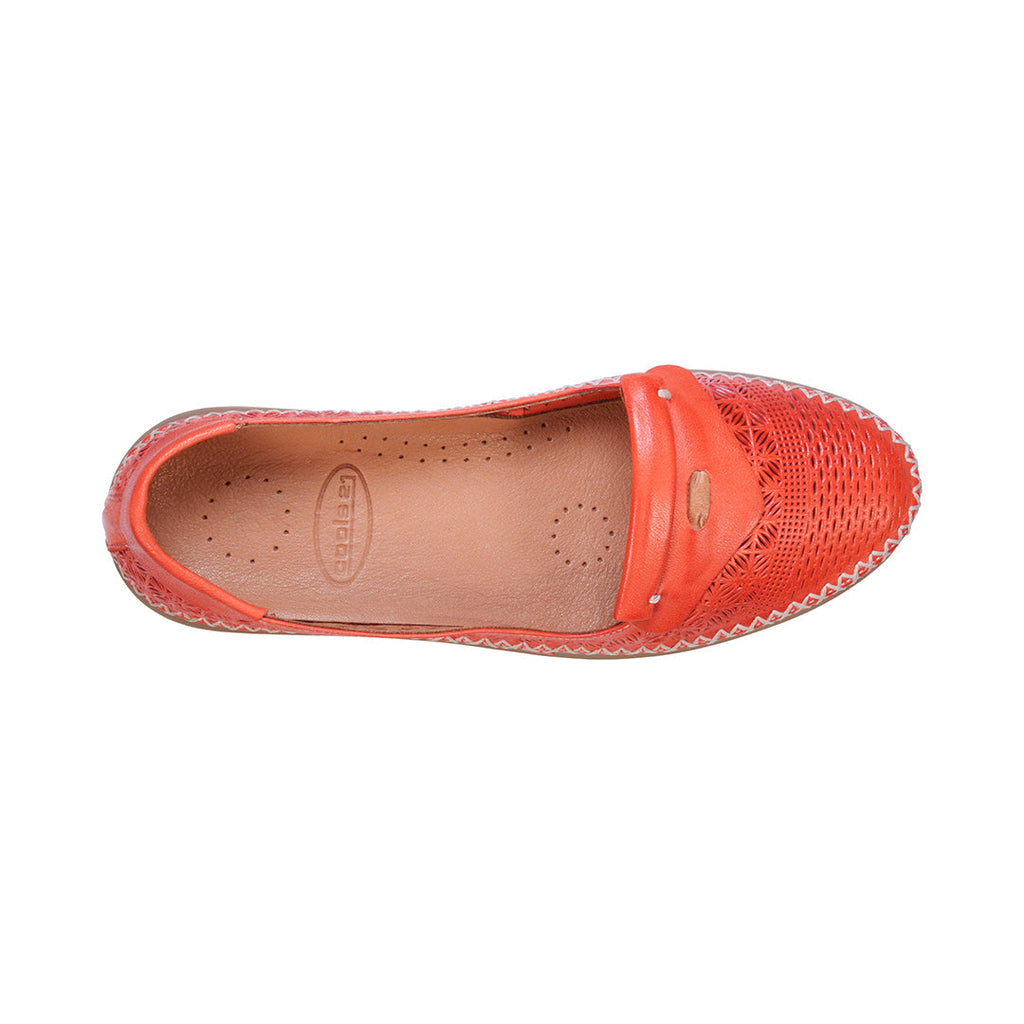 Ginger Red Perforated Leather Flats