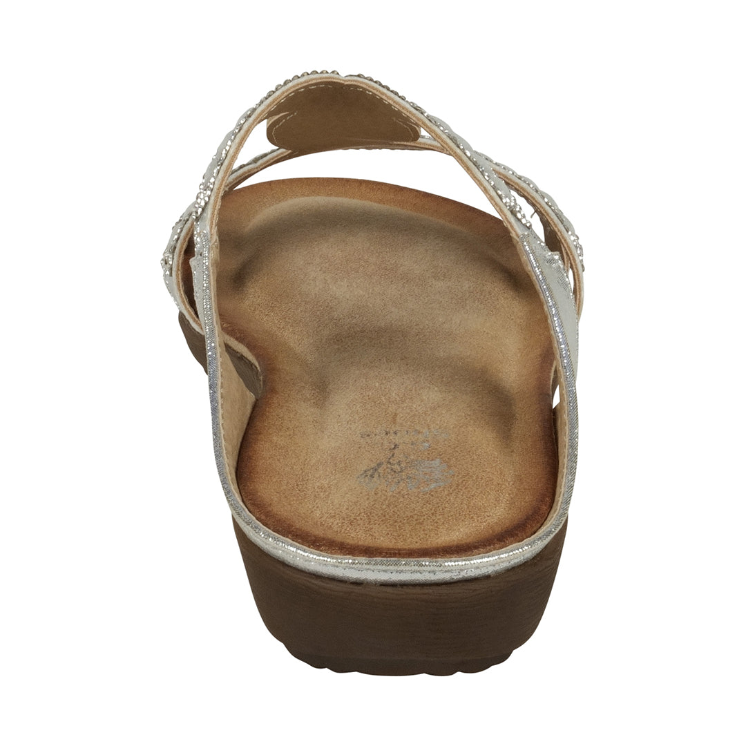 Alora Silver Embellished Slide Flat Sandals