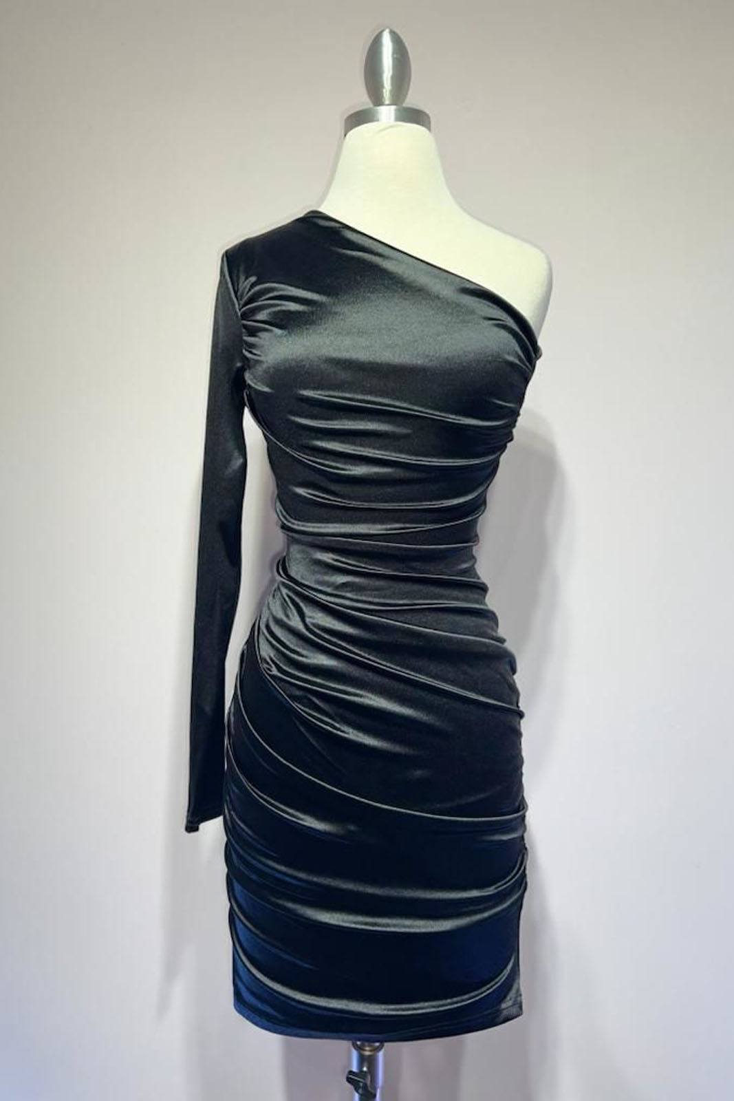 Ladivine B2313 Dress One Shoulder Long Sleeve Cocktail Dress