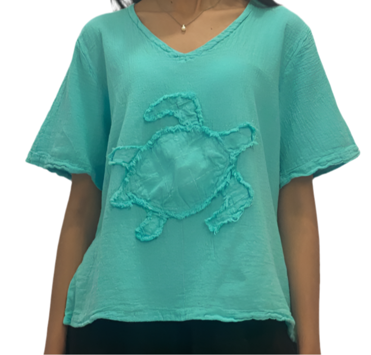 Women's 100% Cotton Gauze Turtle Top