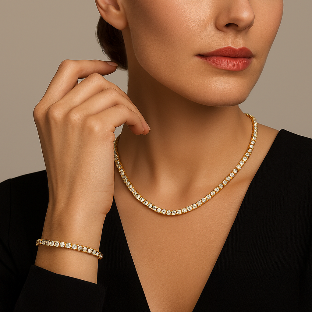 C103G B.Tiff Gold Tennis Necklace/ 3mm