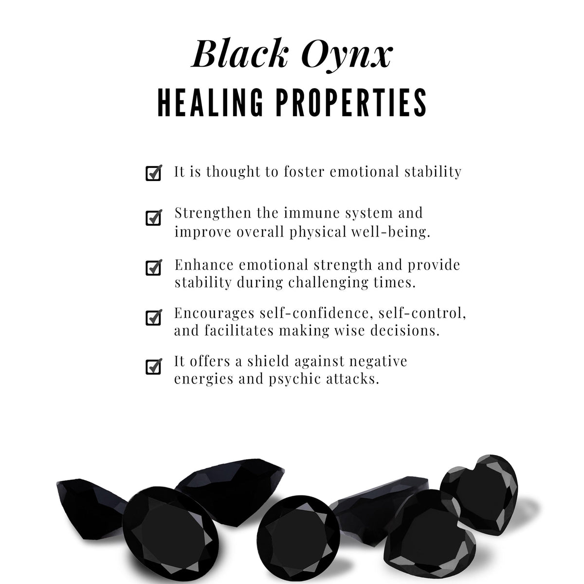 Natural Black Onyx December Birthstone Earrings with Screw Back