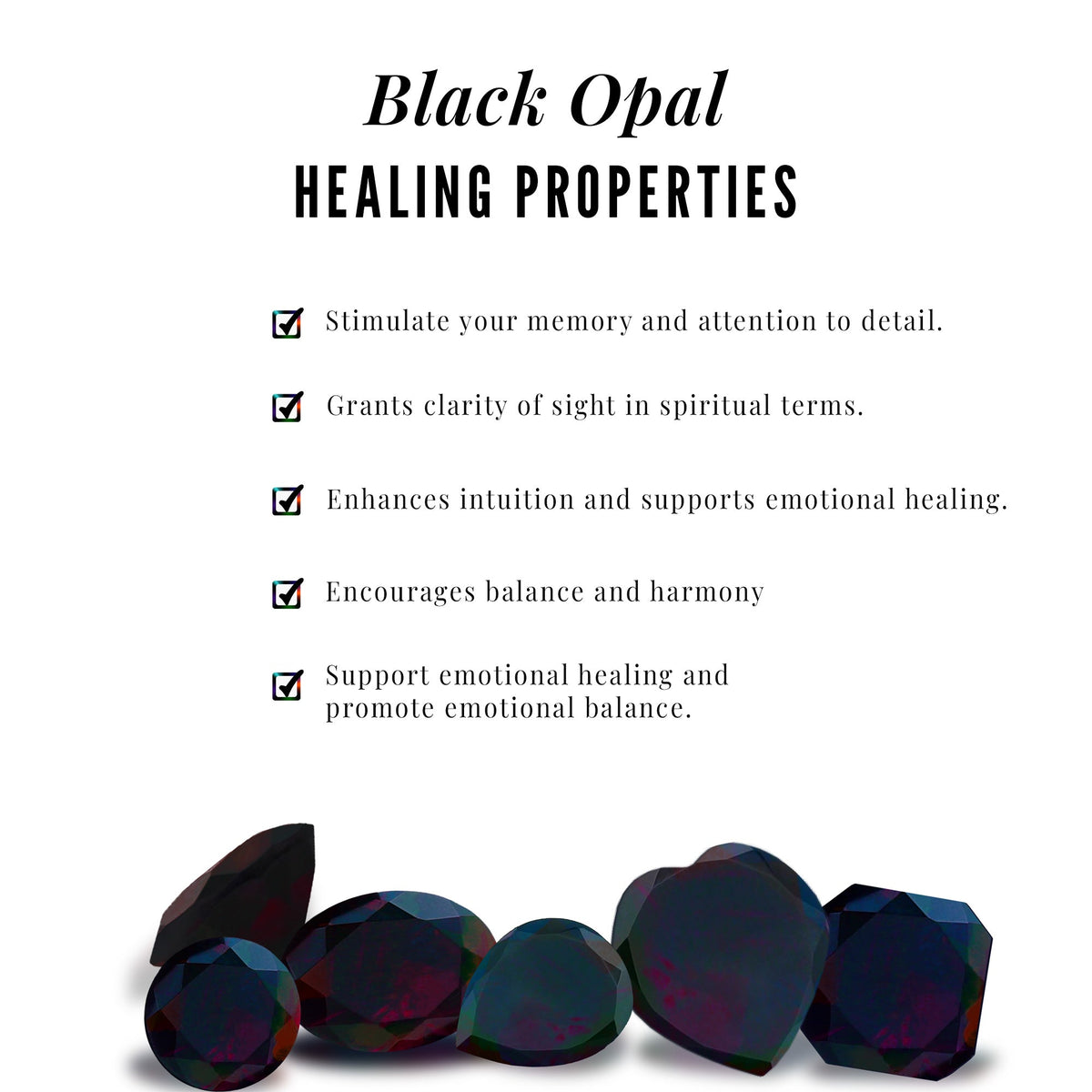 Classic Black Opal Engagement Ring with Moissanite Accent