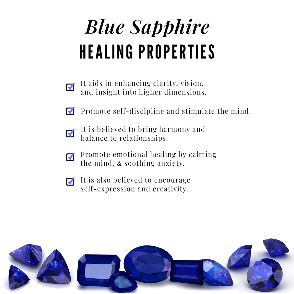 Real Blue Sapphire and Diamond Half Eternity Ring for Women