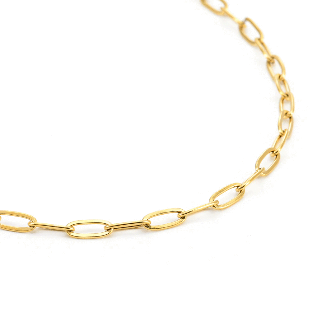 C011G Oval Paperclip Link Chain Necklace and Bracelet Set