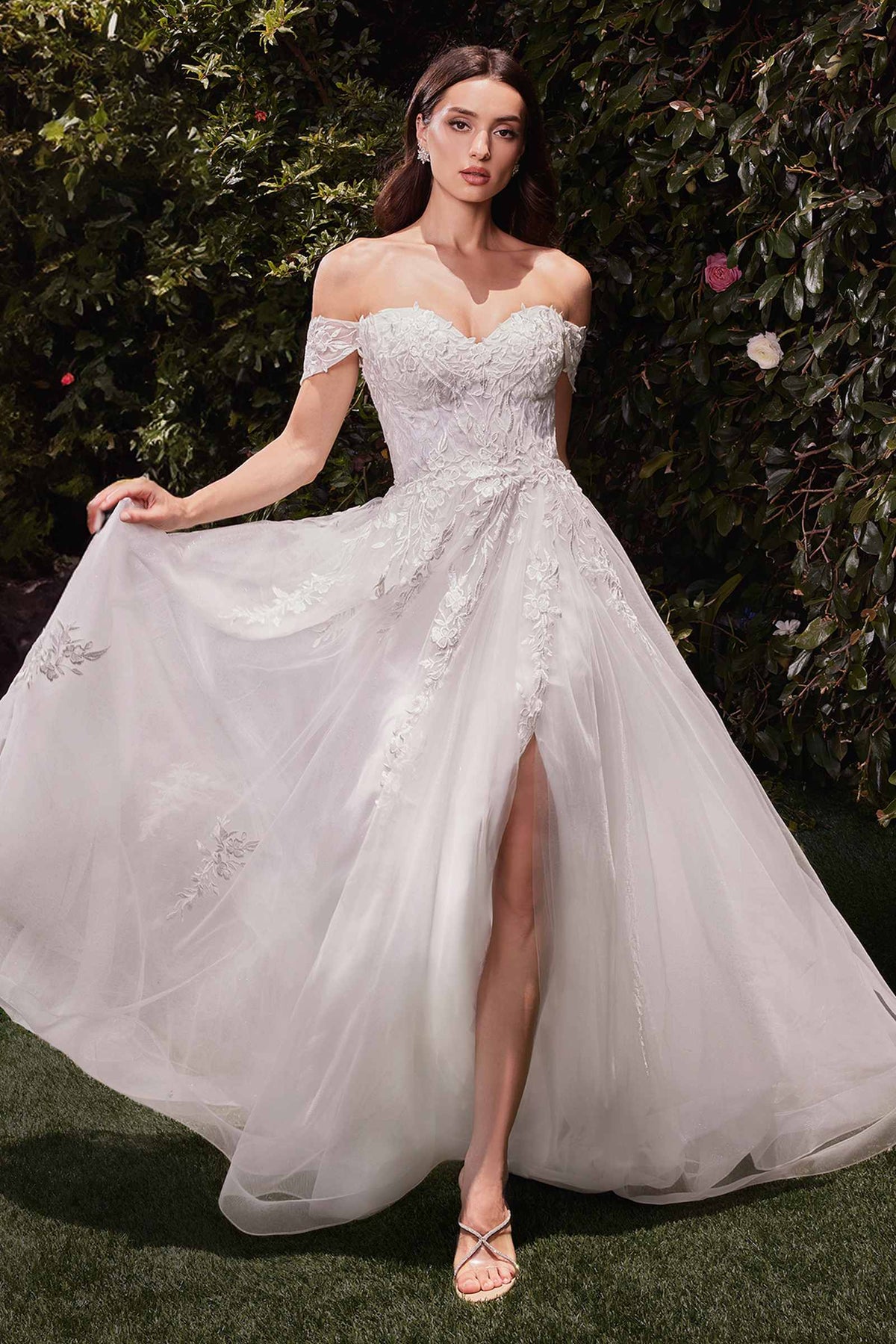 Ladivine C159W Off The Shoulder A-Line Lace & Tulle Wedding Dress
