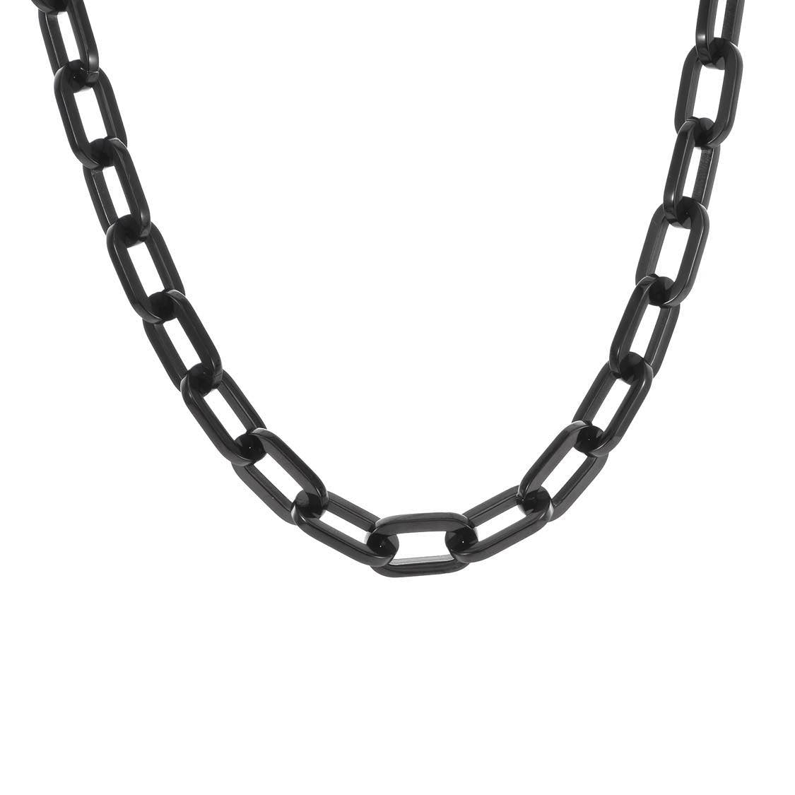 C200B B.Tiff Black Paperclip Chain Necklace