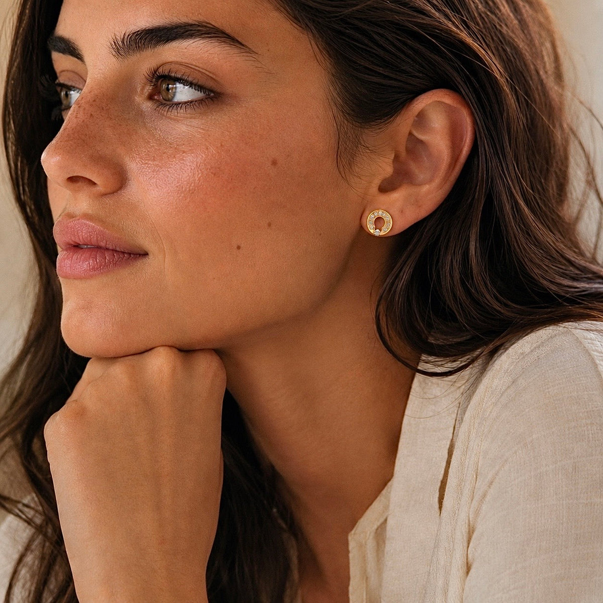 ER118G B.Tiff Gold Pavé Barrel Earrings