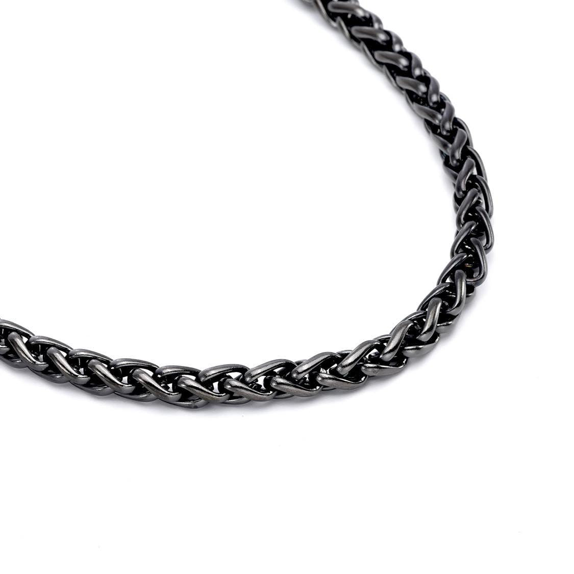 C550GM B.Tiff French Braid Gun Metal Chain Necklace