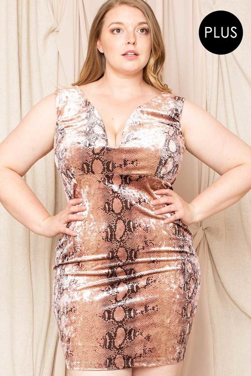 Velour Snake Print Mini Dress