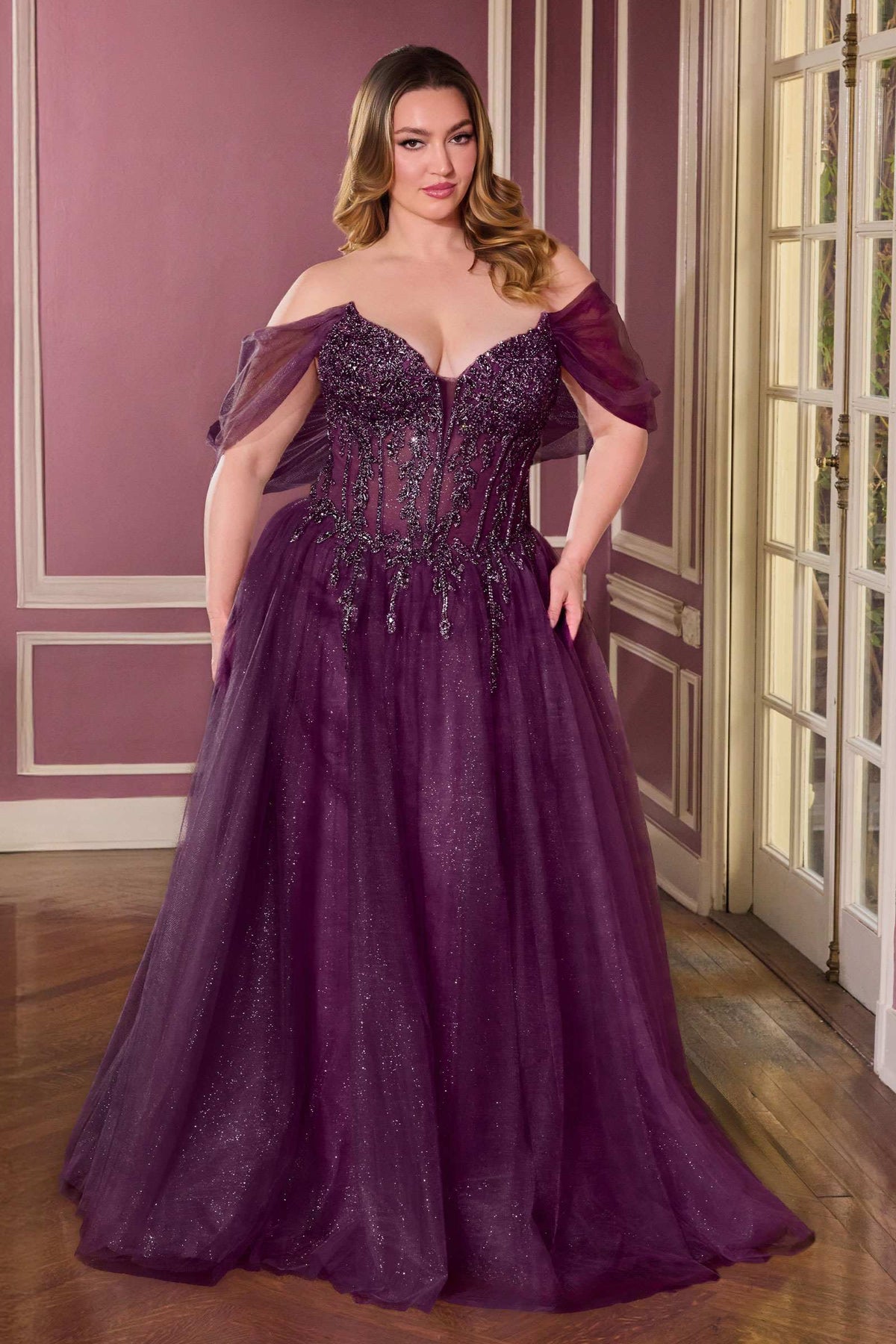Ladivine CD721C Strapless A-Line Sweetheart Corset Bodice Plus Size Dress