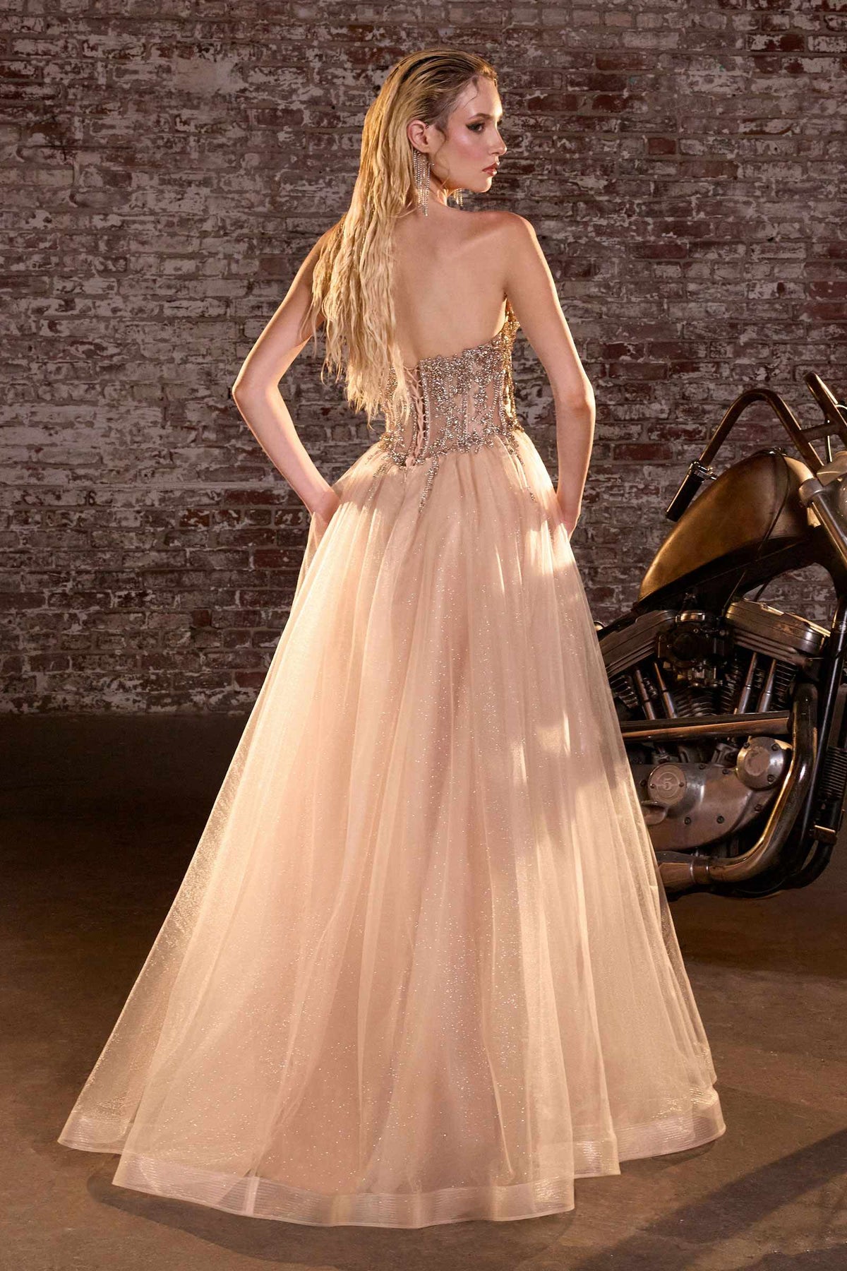 Ladivine CD721 Strapless A-Line Sweetheart Corset Bodice Formal Dress