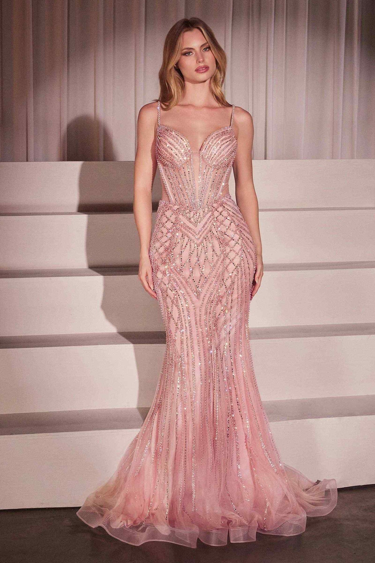 Ladivine CD759 Embellished Fit & Flare Prom Dress