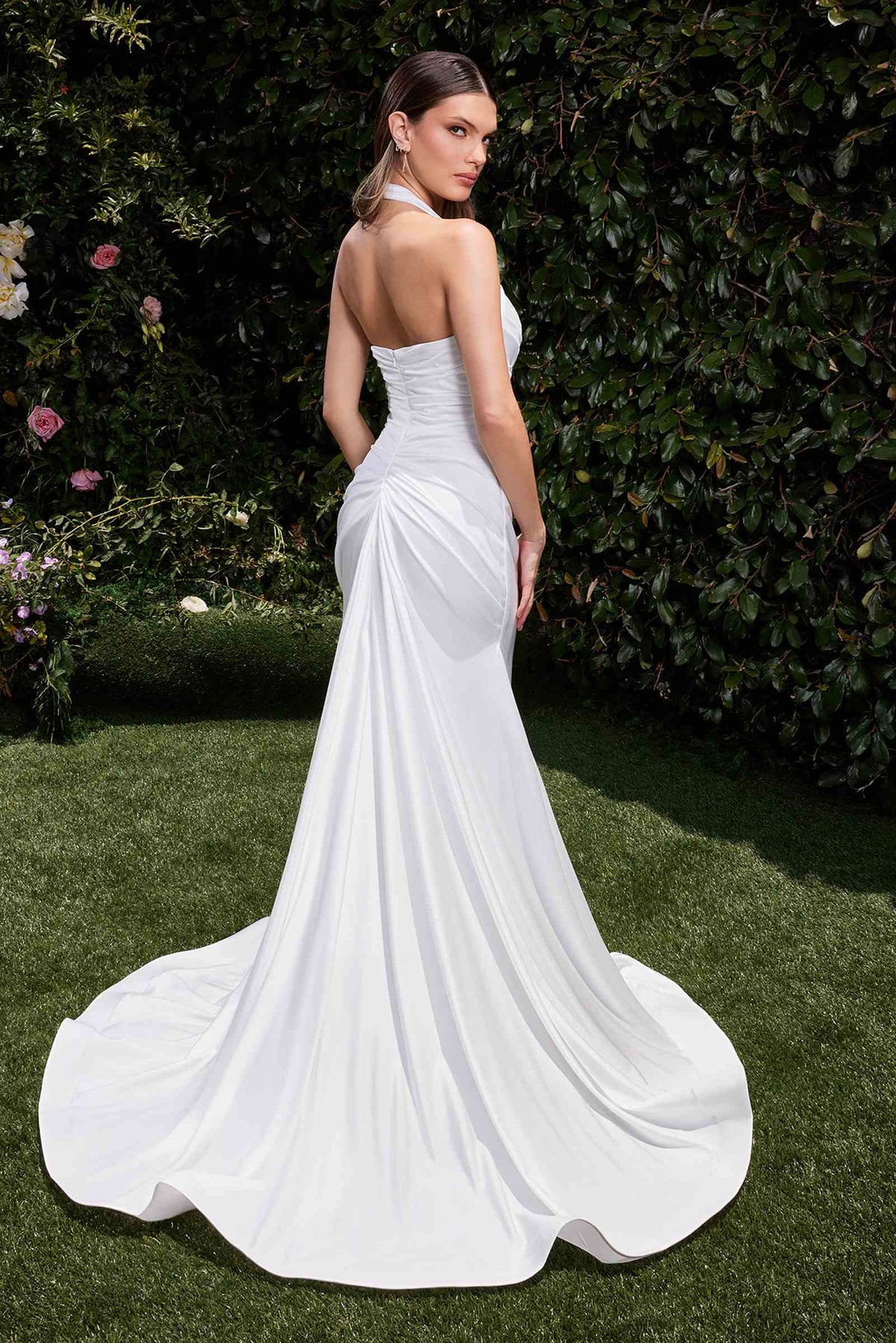 Ladivine CD796W Dress Stretch Spandex Fitted Halter Bridal Gown