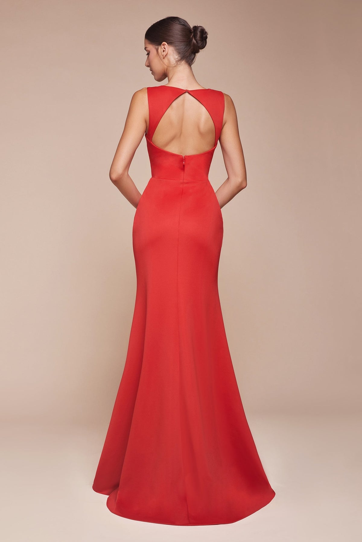 Ladivine CH395 Long Sleeveless V-Neckline Chiffon Dress