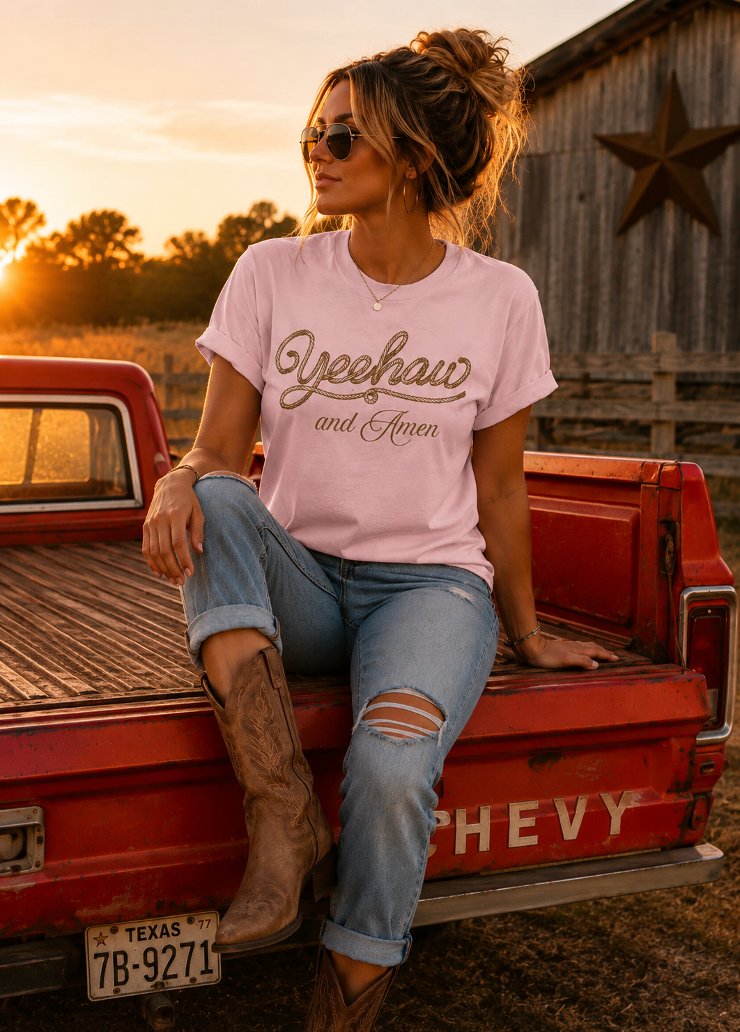 Yeehaw and Amen Christian Graphic Tee