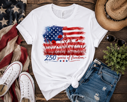 250 Years of Freedom Patriotic Floral Western T-Shirt