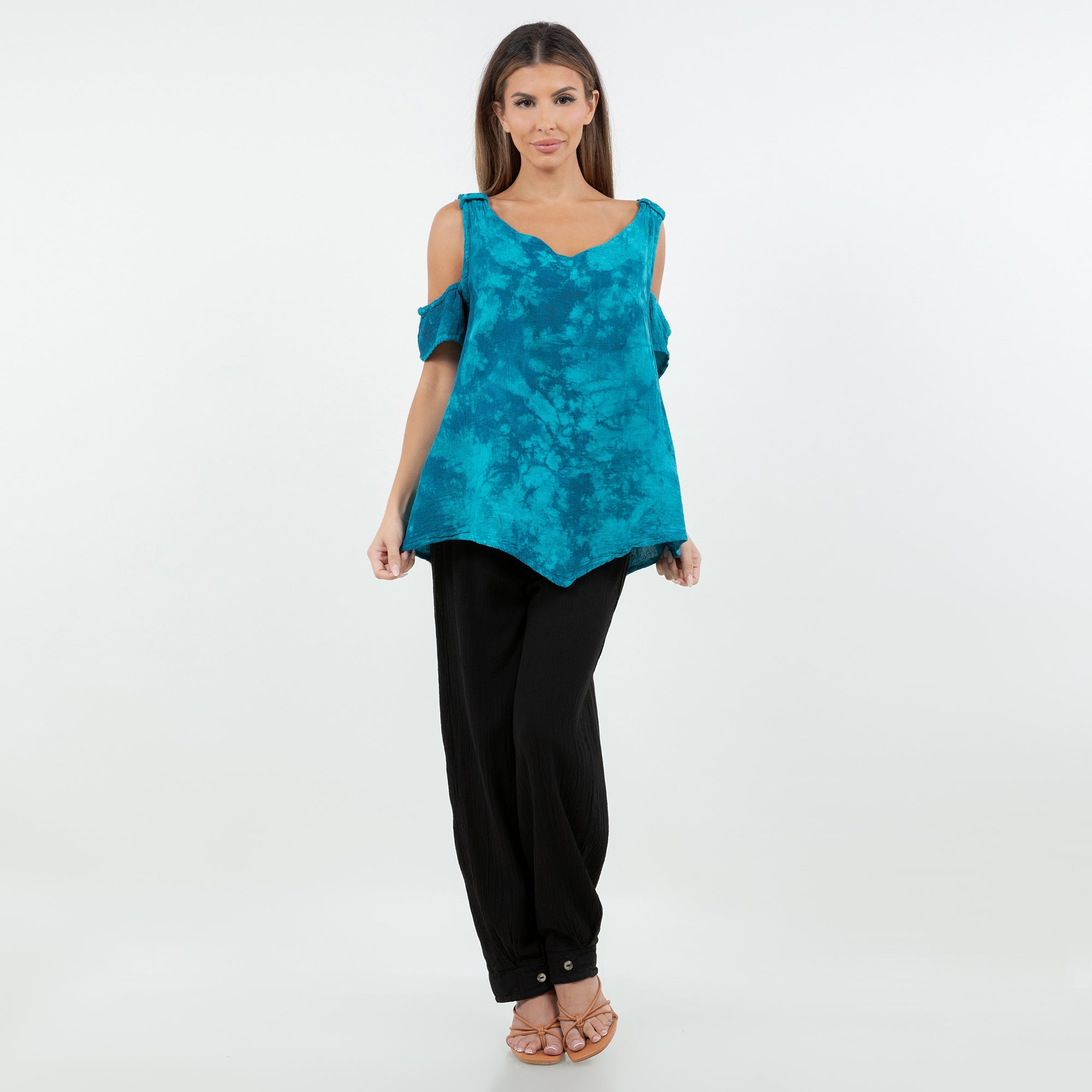Mylie Cold Shoulder Top 100% Cotton Gauze