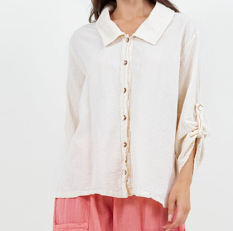 Sloanne Button-Up  100% Cotton Gauze