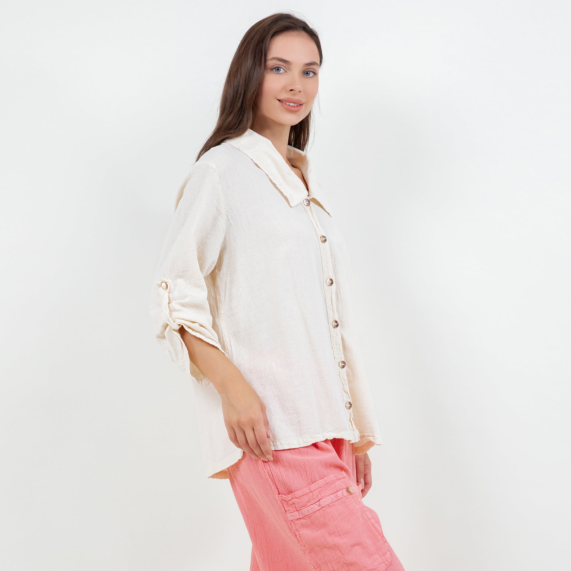 Sloanne Button-Up  100% Cotton Gauze