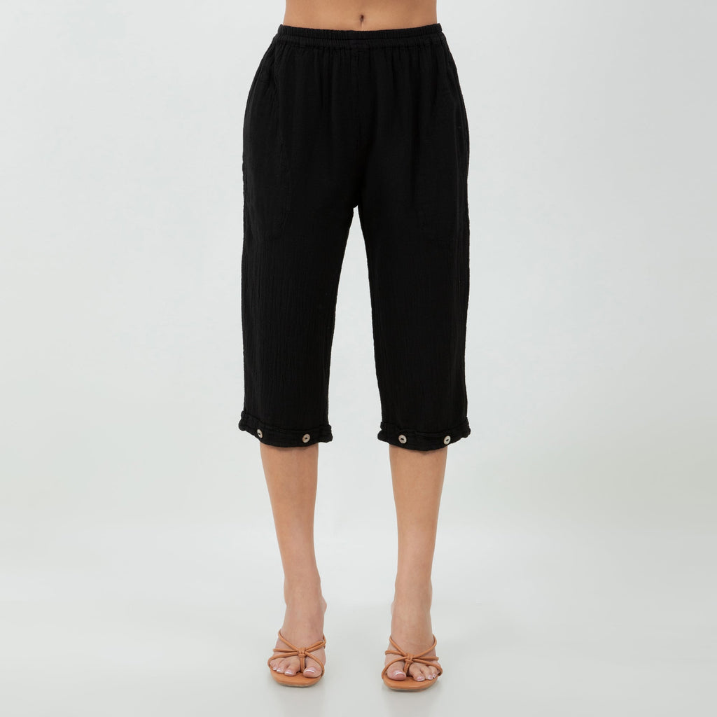 Women's Cotton Gauze Nydia Capri With Pockets