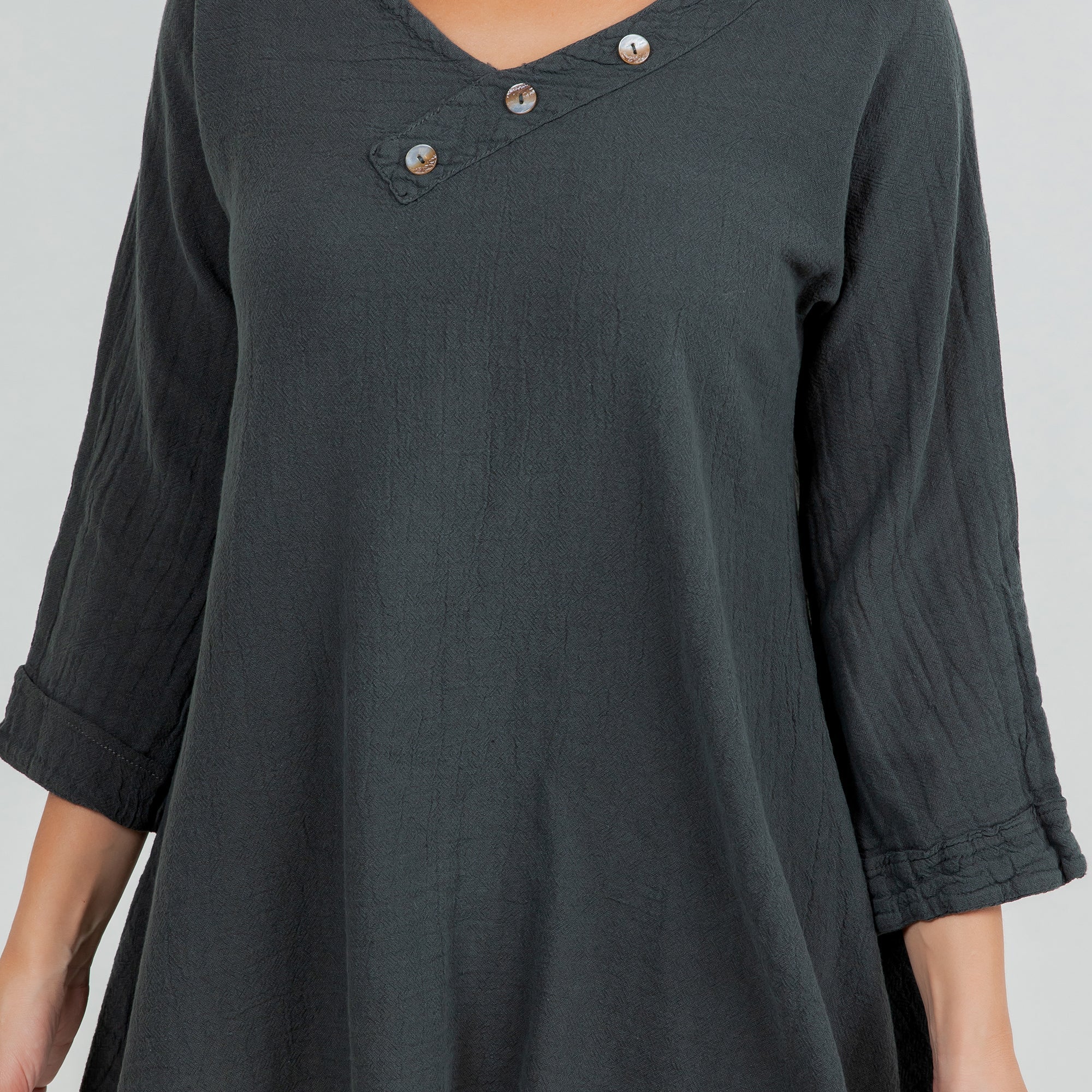Lu V-Neck Top 100% Cotton Gauze