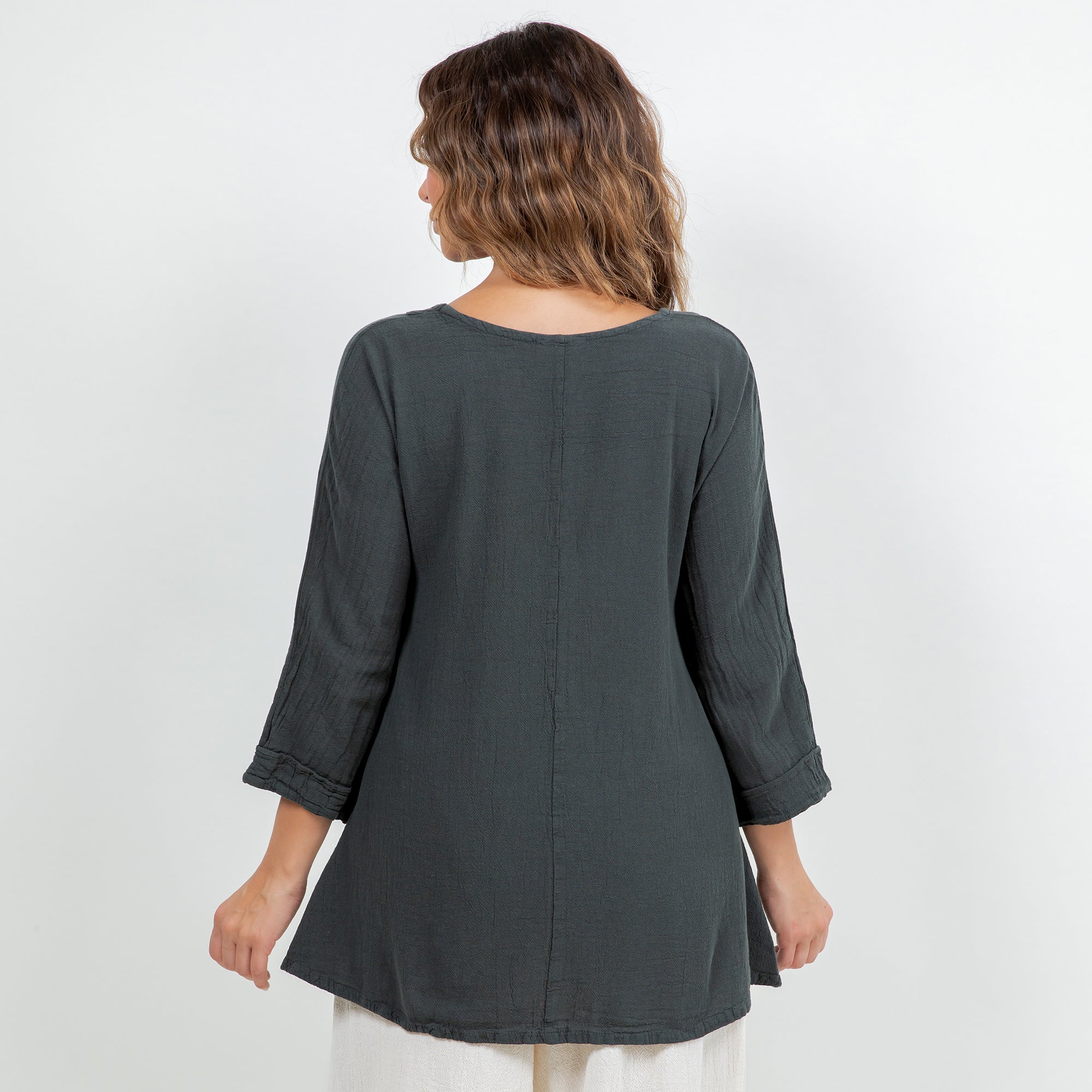 Lu V-Neck Top 100% Cotton Gauze