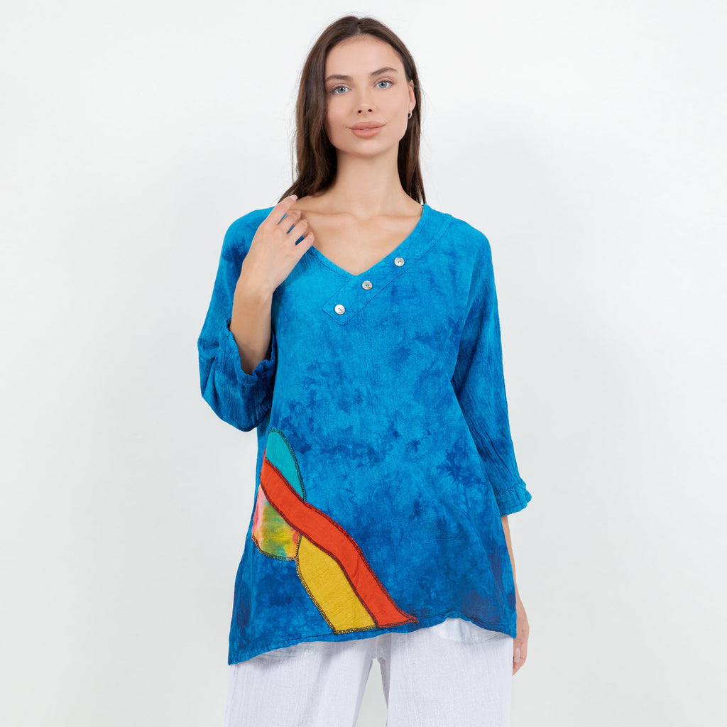 Lucia Applique Top  100% Cotton Gauze