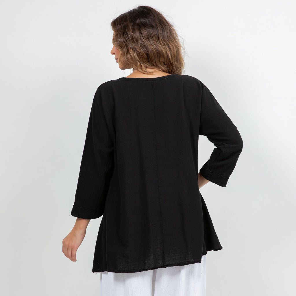 Lu V-Neck Top 100% Cotton Gauze