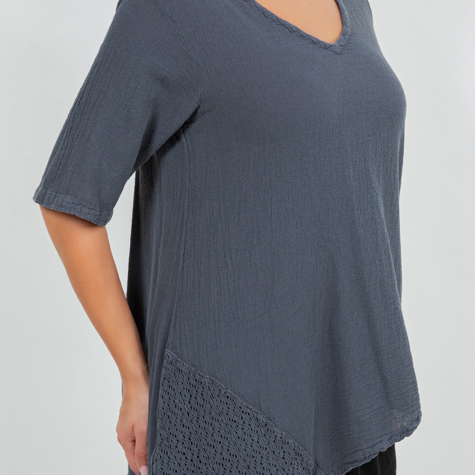 Dagny Top - Cotton Knit Accents Overlay a Fun Sidekick 100% Cotton Gauze