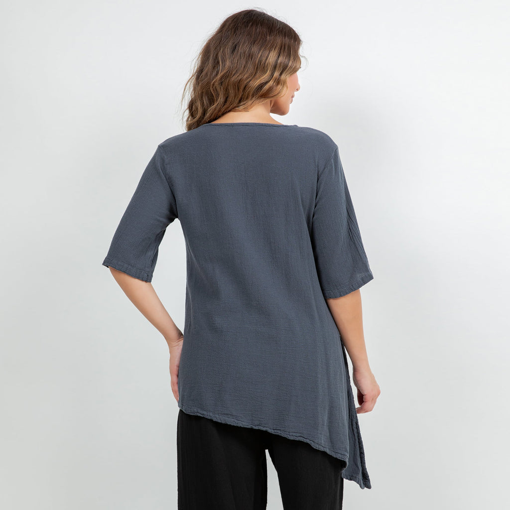 Dagny Top - Cotton Knit Accents Overlay a Fun Sidekick 100% Cotton Gauze