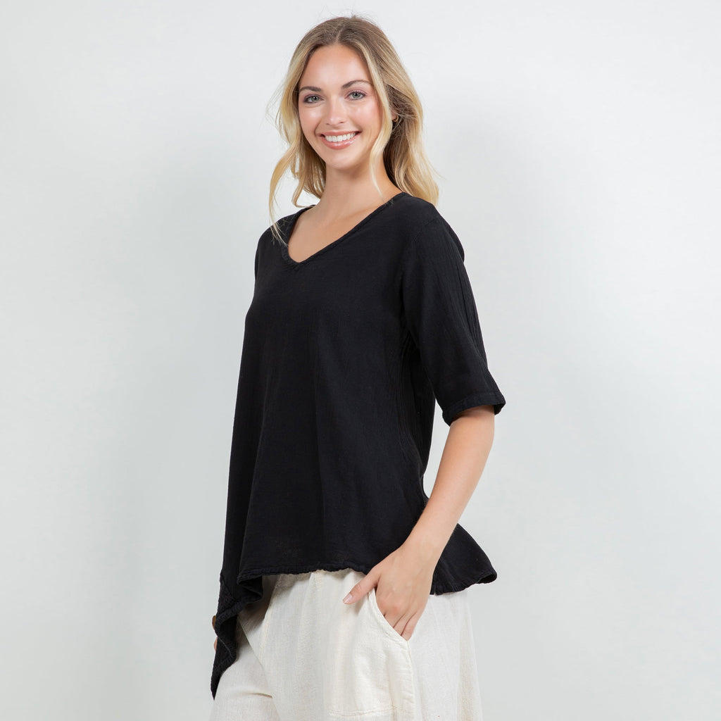 Dagny Top - Cotton Knit Accents Overlay a Fun Sidekick 100% Cotton Gauze