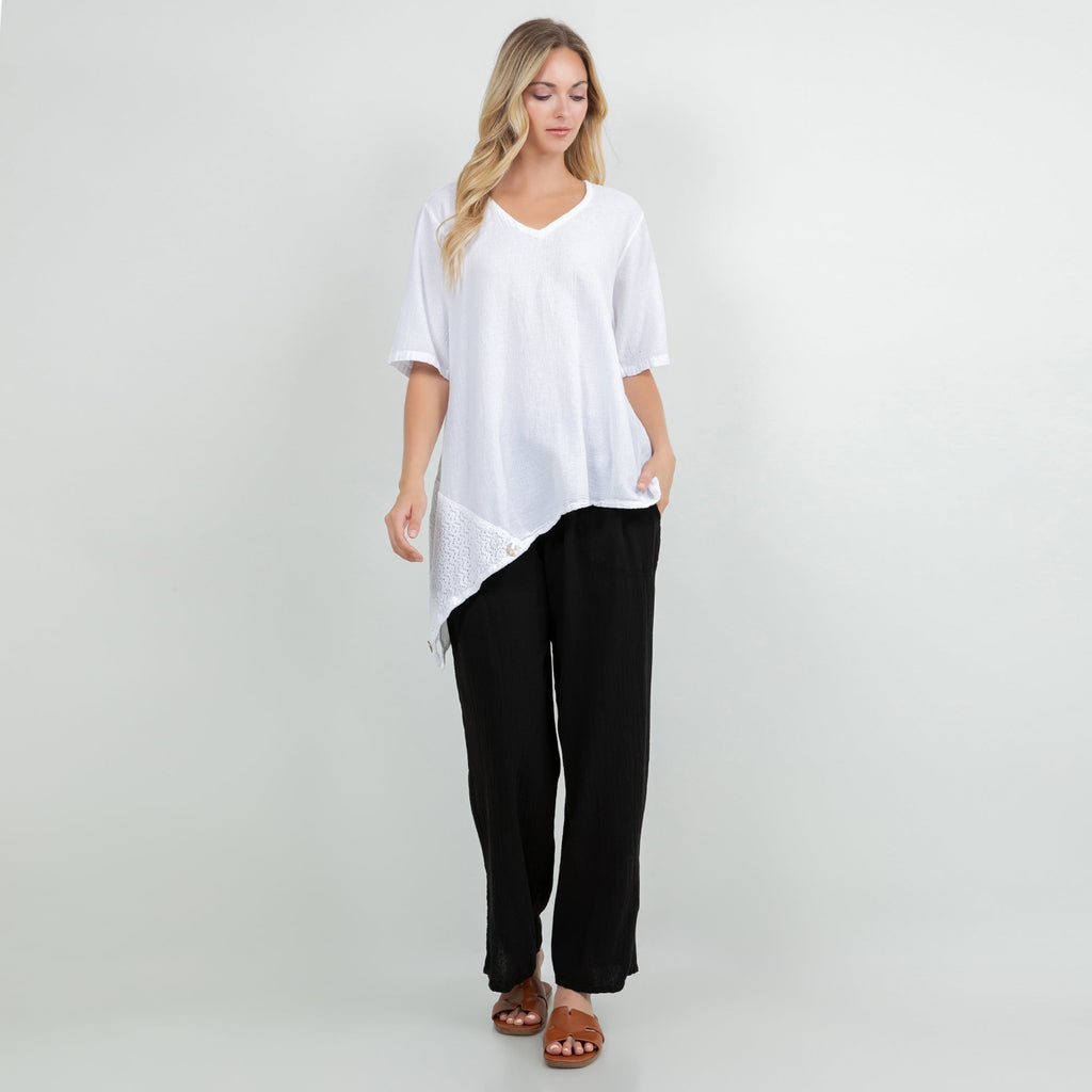 Dagny Top - Cotton Knit Accents Overlay a Fun Sidekick 100% Cotton Gauze