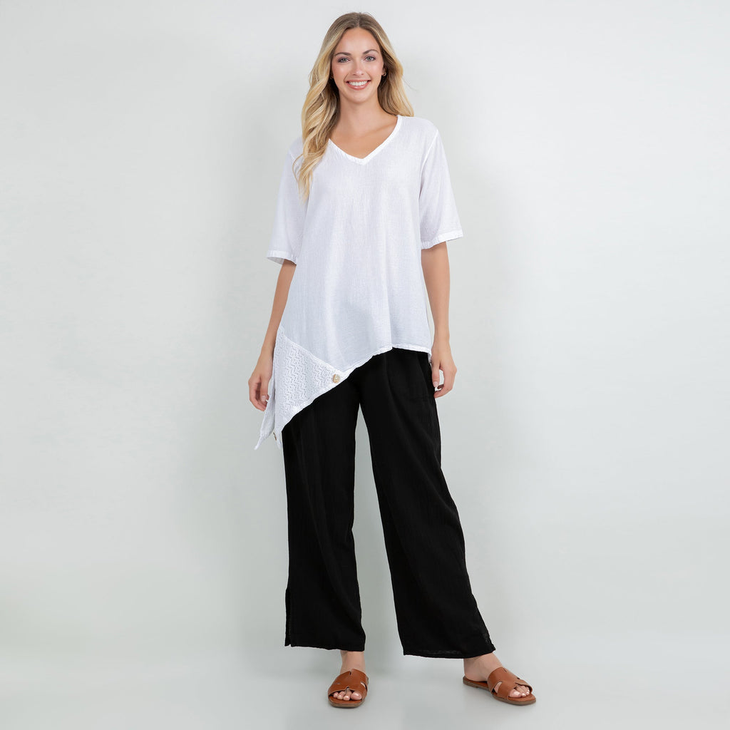 Dagny Top - Cotton Knit Accents Overlay a Fun Sidekick 100% Cotton Gauze