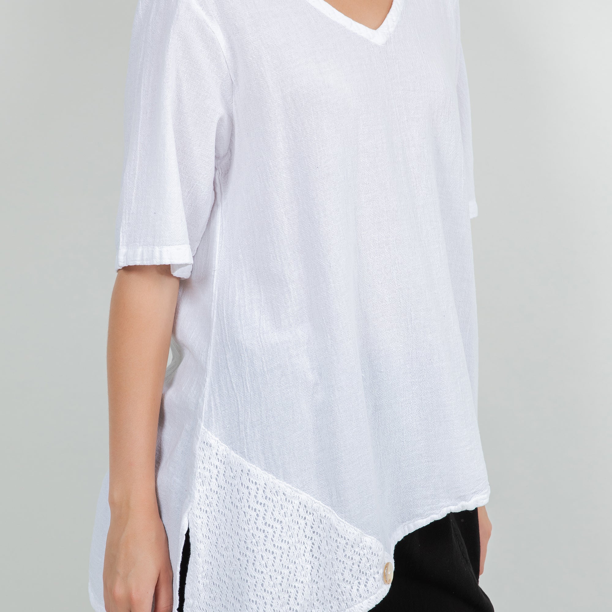 Dagny Top - Cotton Knit Accents Overlay a Fun Sidekick 100% Cotton Gauze
