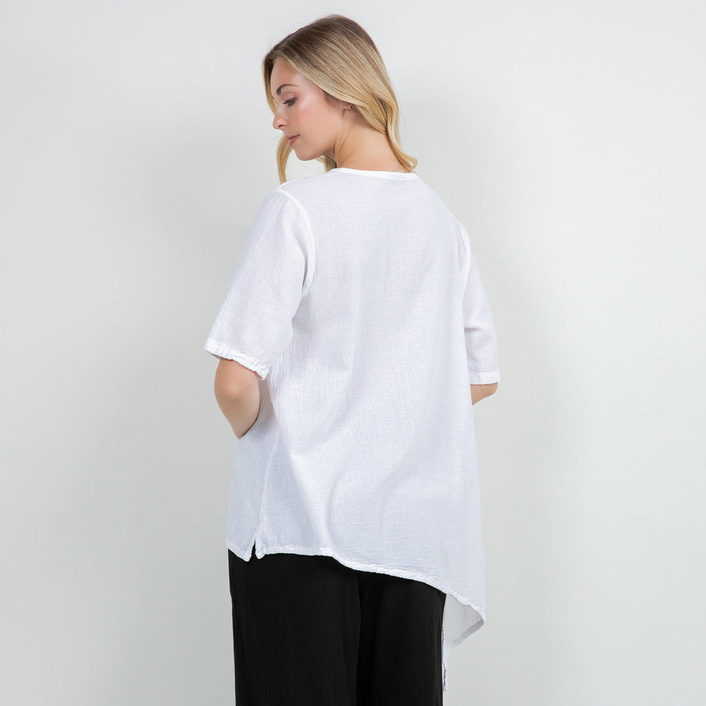 Dagny Top - Cotton Knit Accents Overlay a Fun Sidekick 100% Cotton Gauze