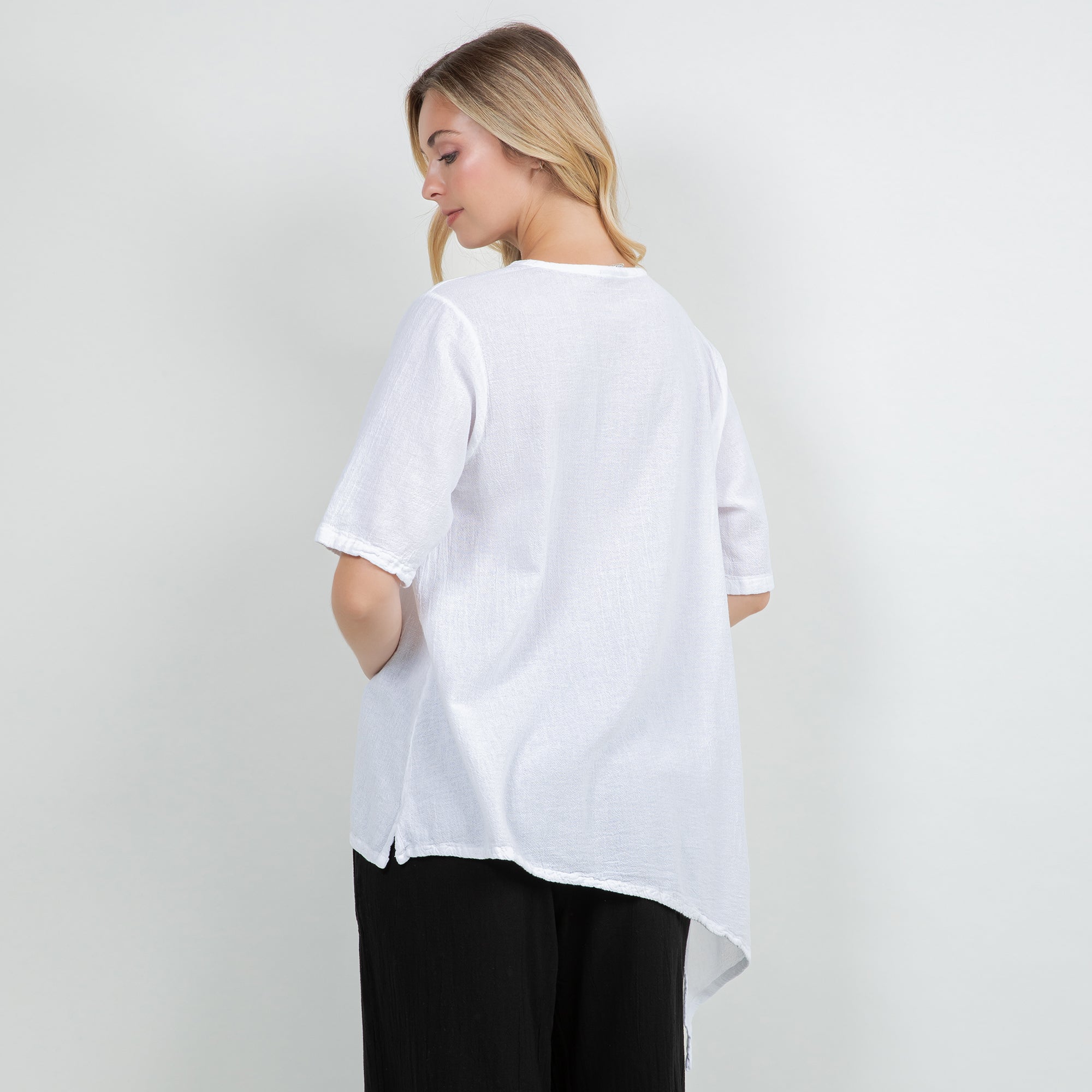 Dagny Top - Cotton Knit Accents Overlay a Fun Sidekick 100% Cotton Gauze