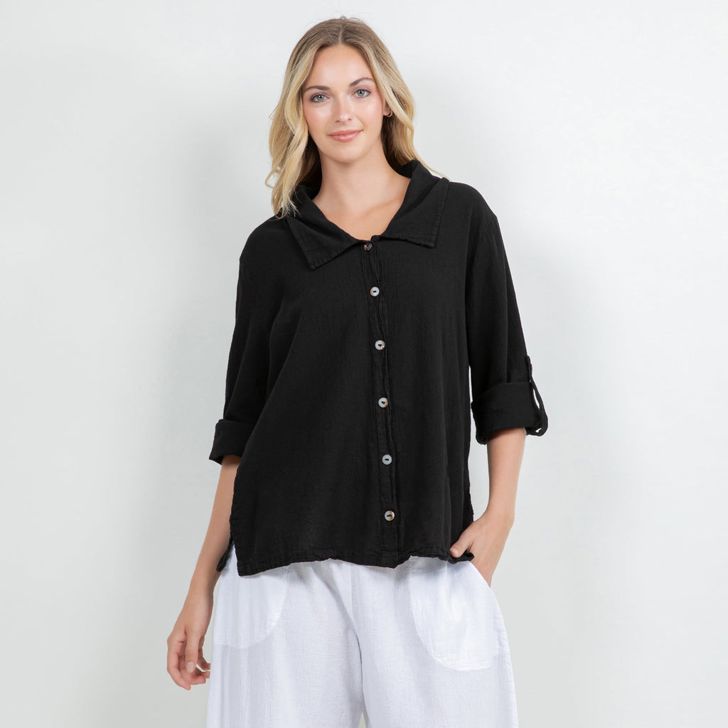 Sloanne Button-Up  100% Cotton Gauze