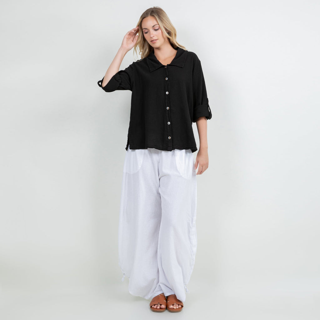 Sloanne Button-Up  100% Cotton Gauze