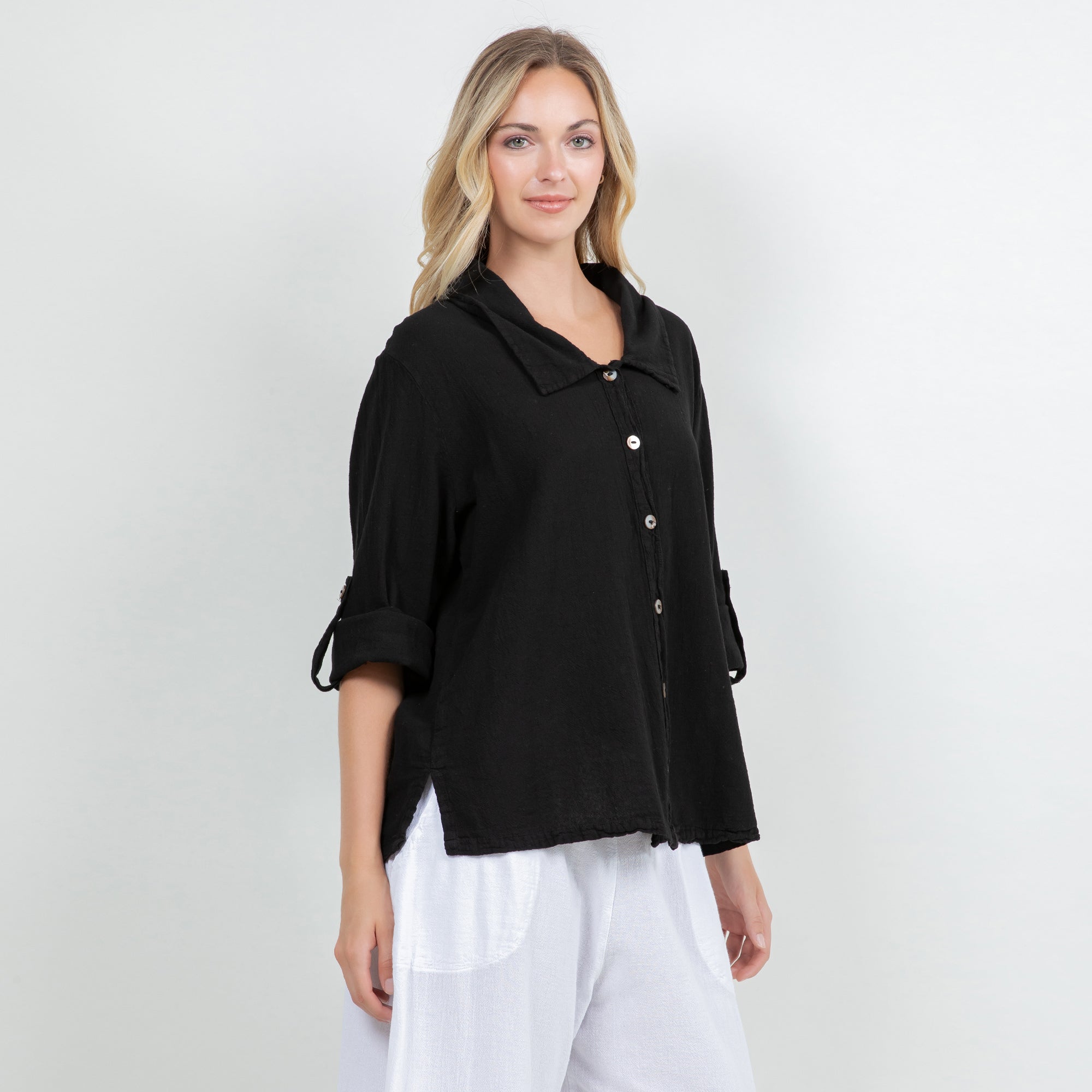 Sloanne Button-Up  100% Cotton Gauze