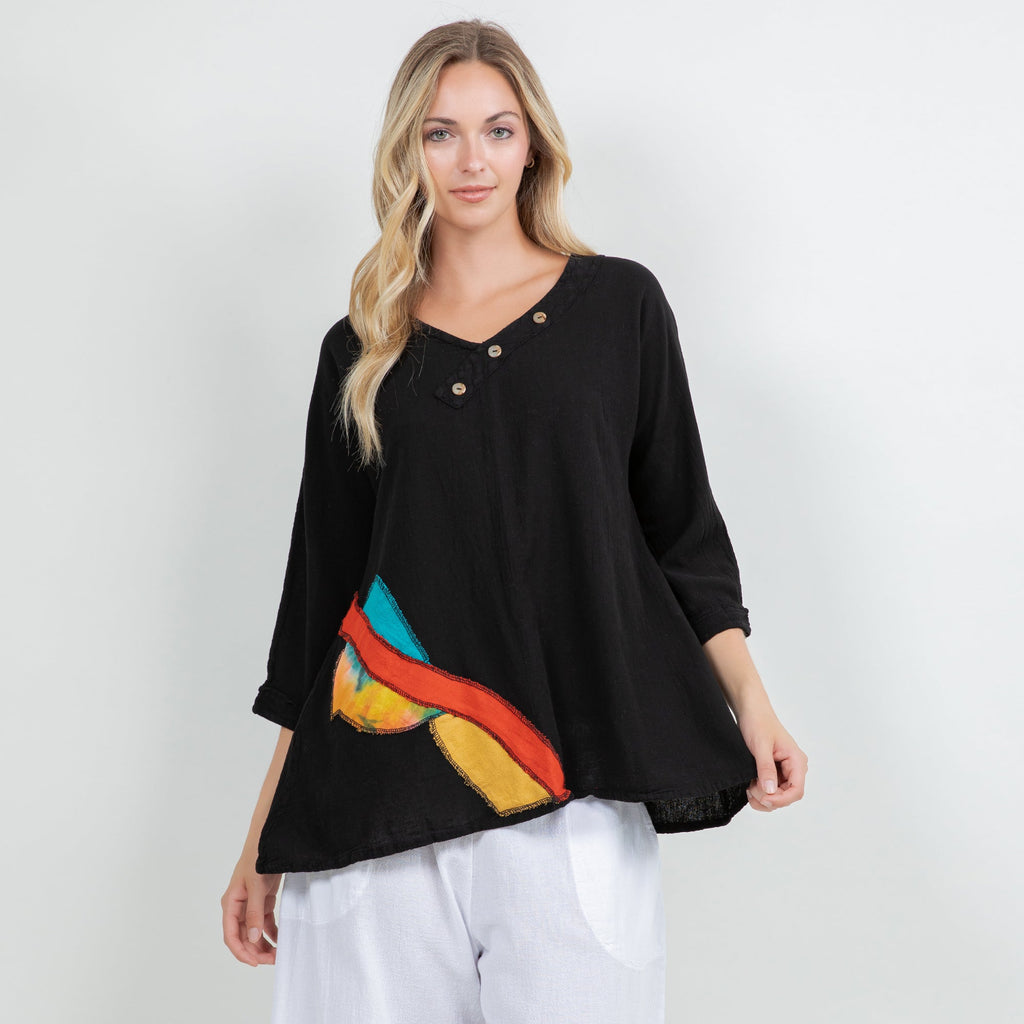Lucia Applique Top  100% Cotton Gauze