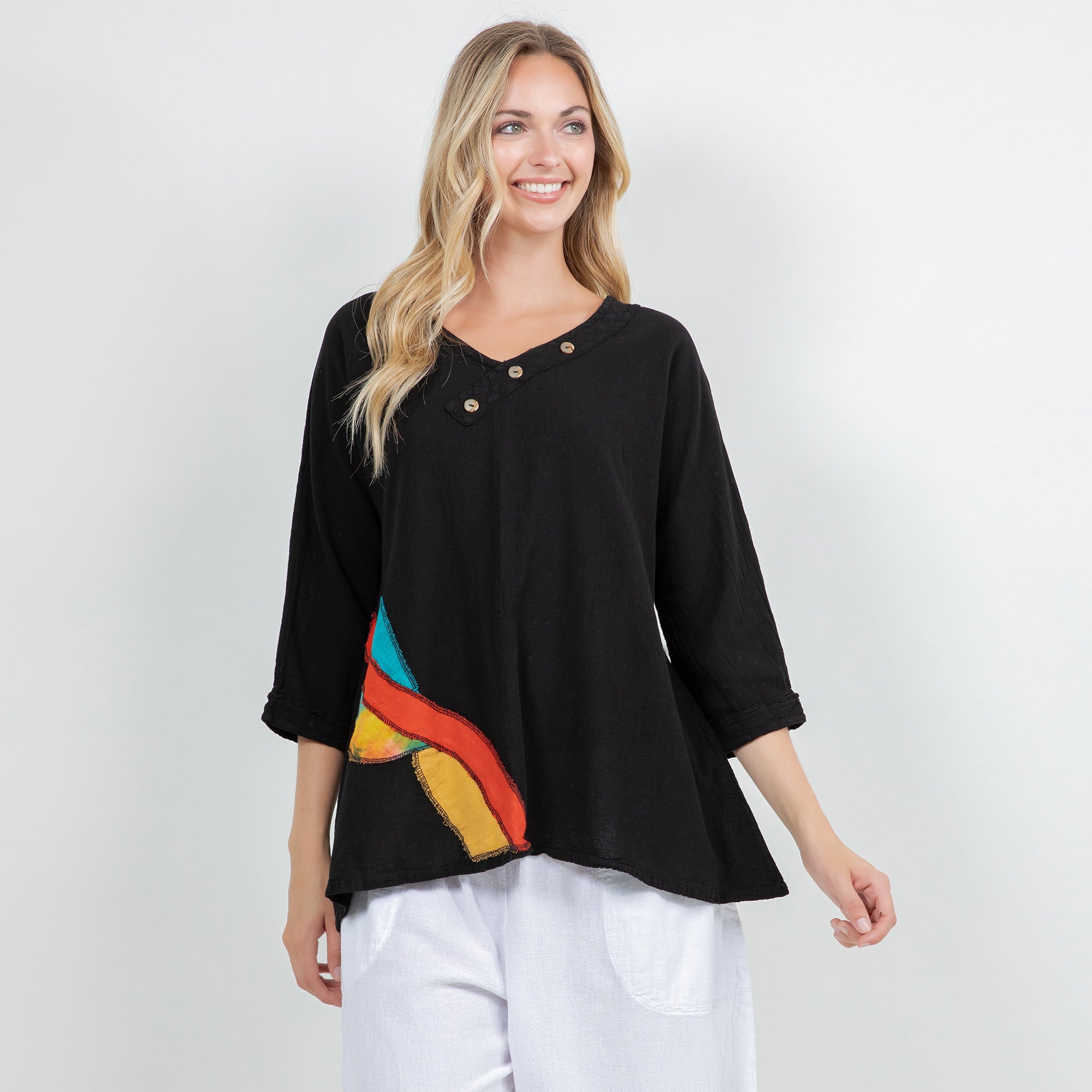 Lucia Applique Top  100% Cotton Gauze