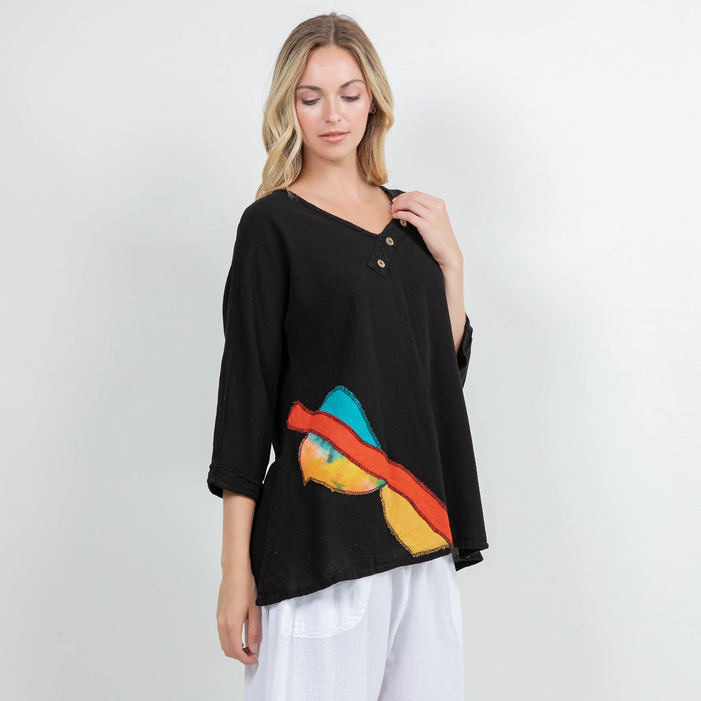 Lucia Applique Top  100% Cotton Gauze