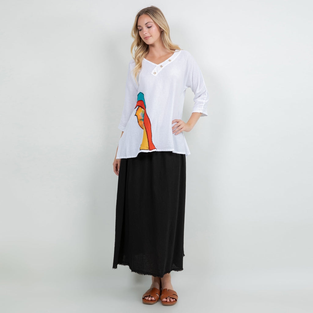 Lucia Applique Top  100% Cotton Gauze