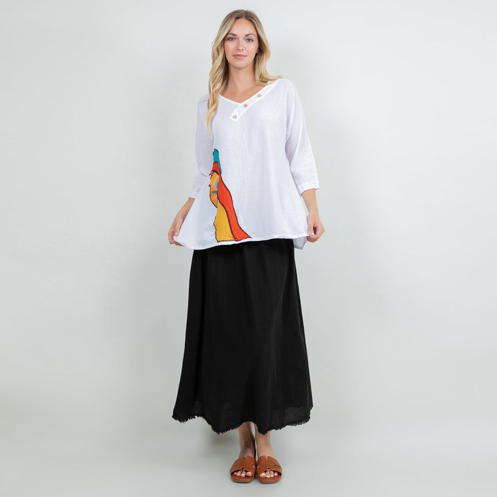 Lucia Applique Top  100% Cotton Gauze