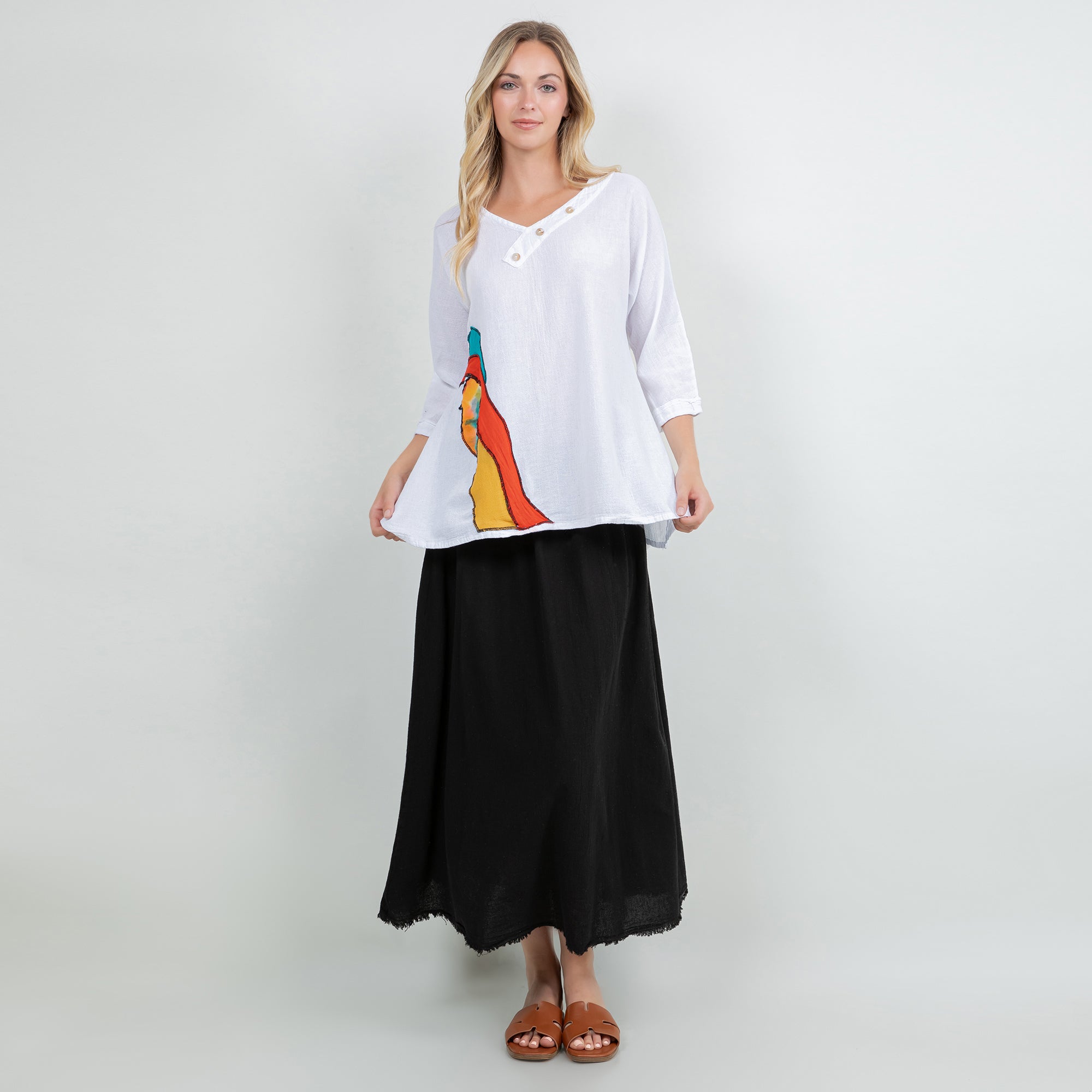 Lucia Applique Top  100% Cotton Gauze
