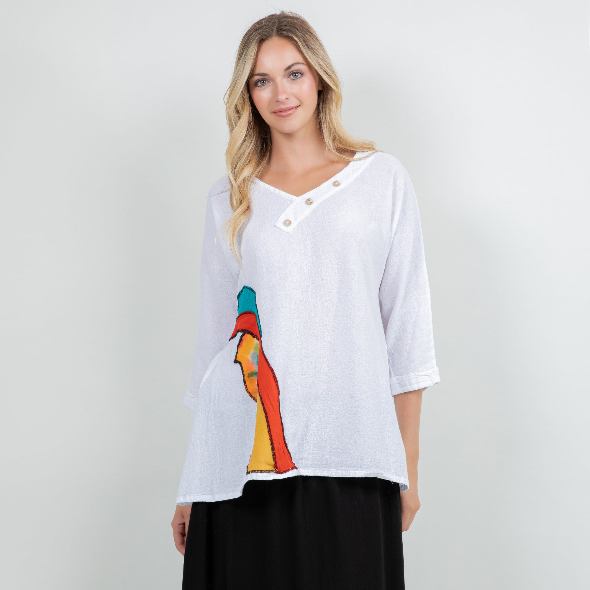 Lucia Applique Top  100% Cotton Gauze