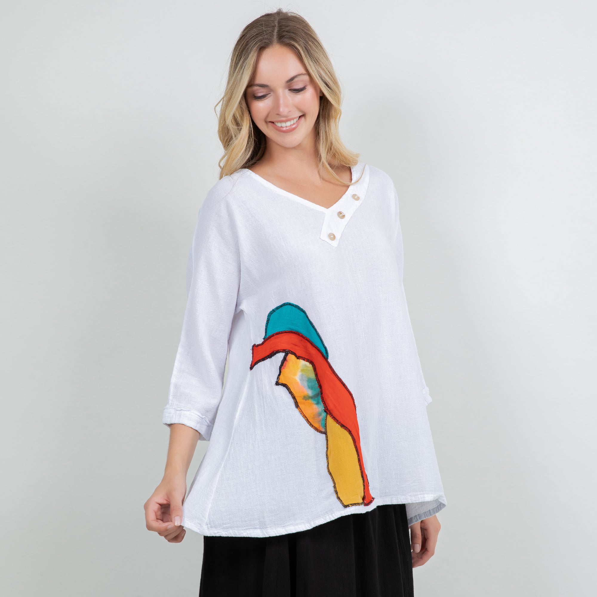 Lucia Applique Top  100% Cotton Gauze