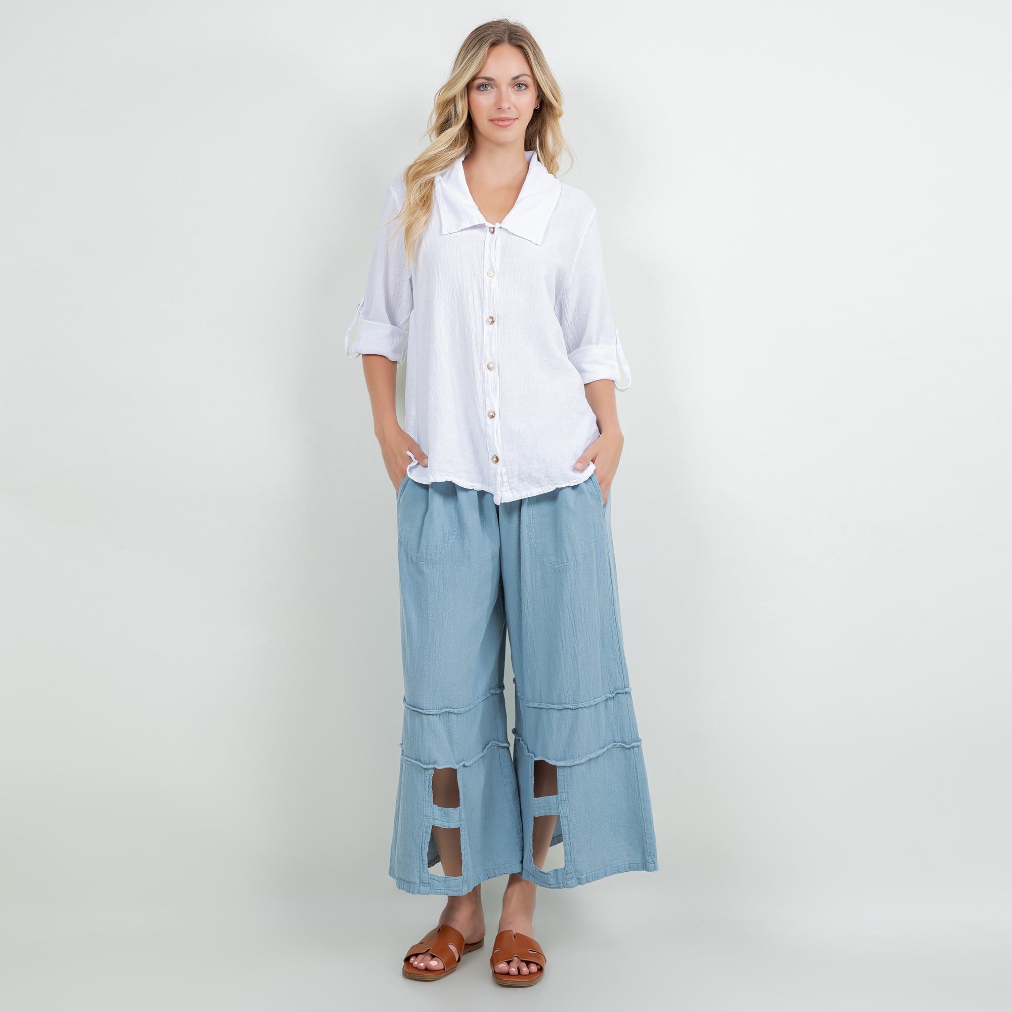 Sloanne Button-Up  100% Cotton Gauze
