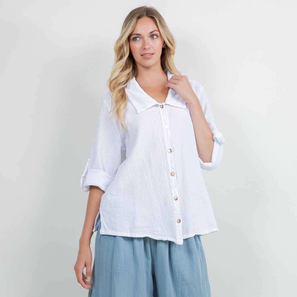 Sloanne Button-Up  100% Cotton Gauze